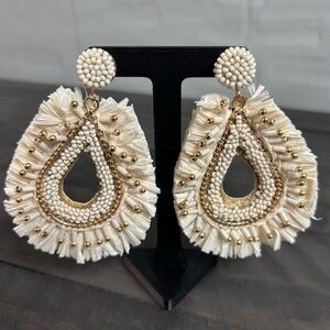 Pink Linen Teardrop Earrings